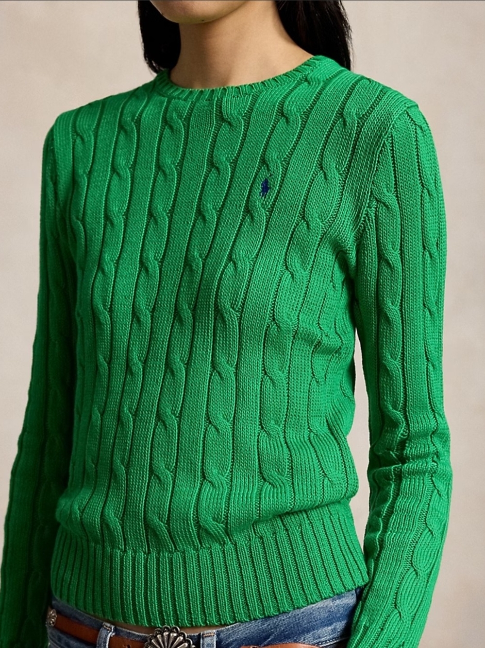 Polo Ralph Lauren Women Cable-Knit Pima Cotton Crewneck Sweater